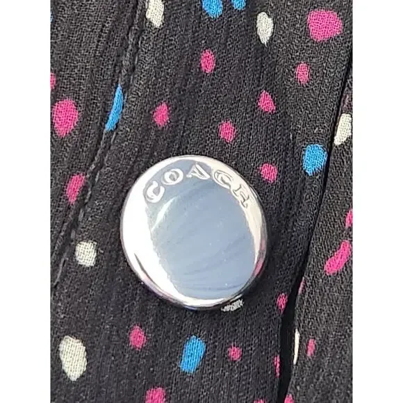 NWOT Coach Tiered Midi Skirt with Snaps Ruffle Hem Dots Multicolor Silk Size 6 - Picture 6 of 8